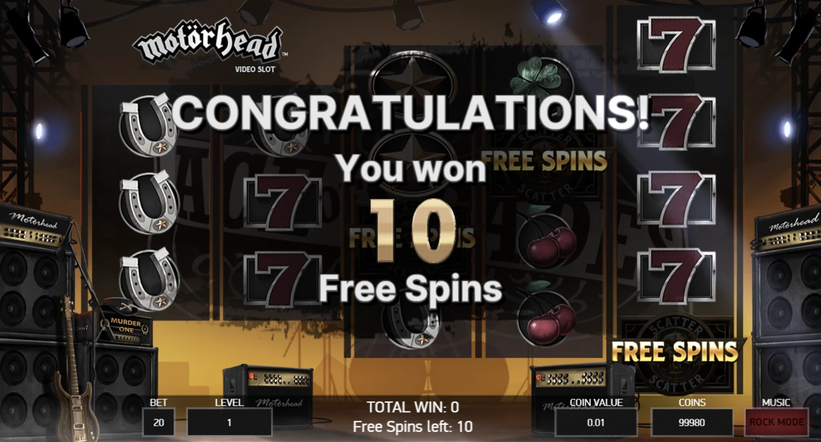 Motorhead Free Spins Bonus