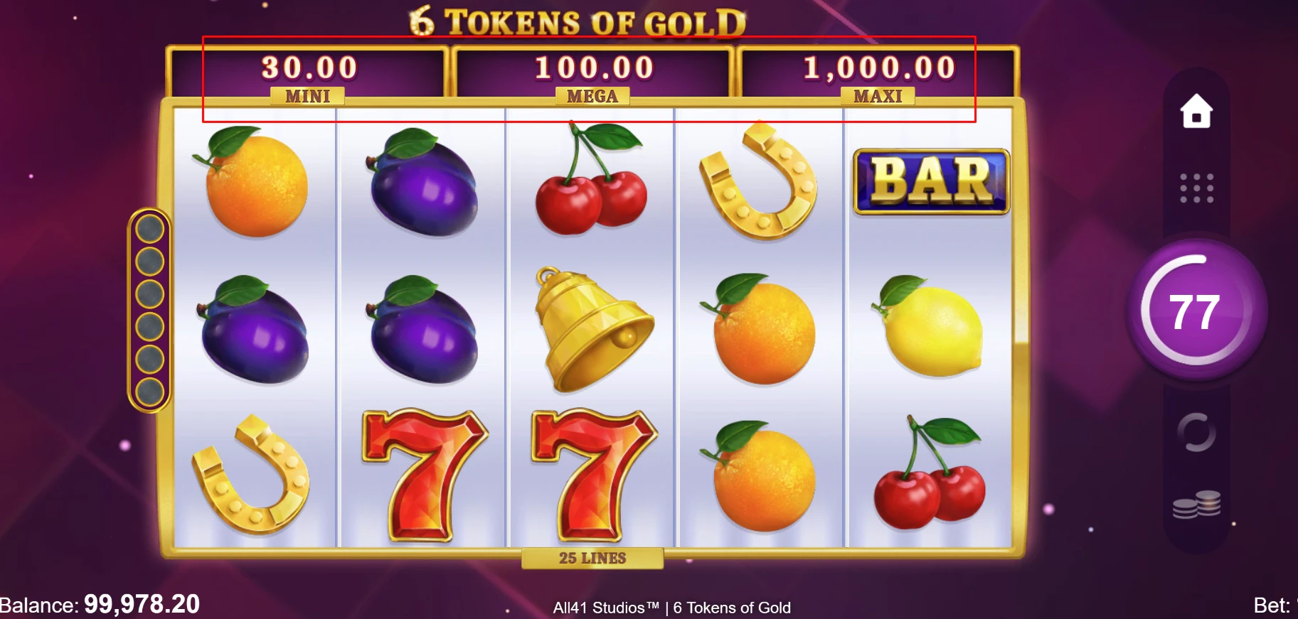 6 Tokens of Gold Jackpots