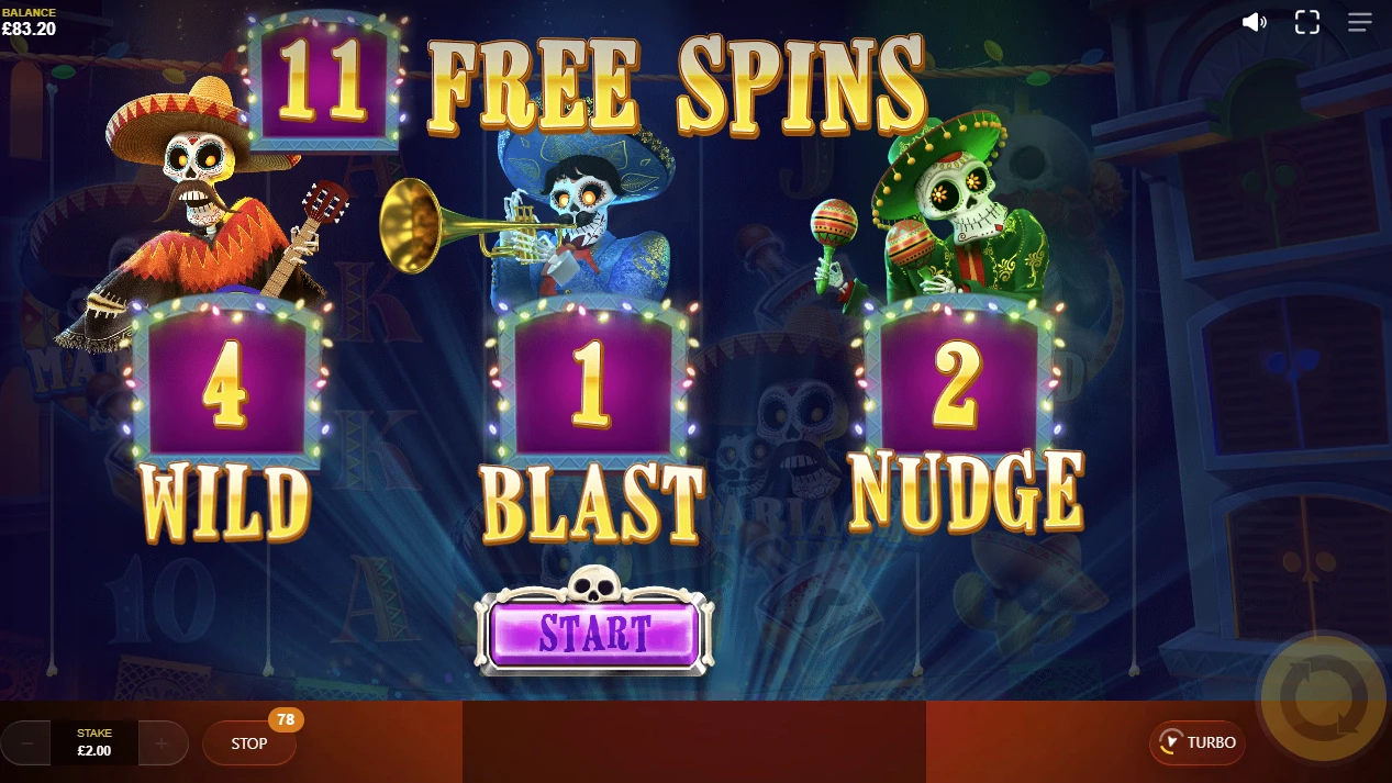 Esqueleto Mariachi Free Spins