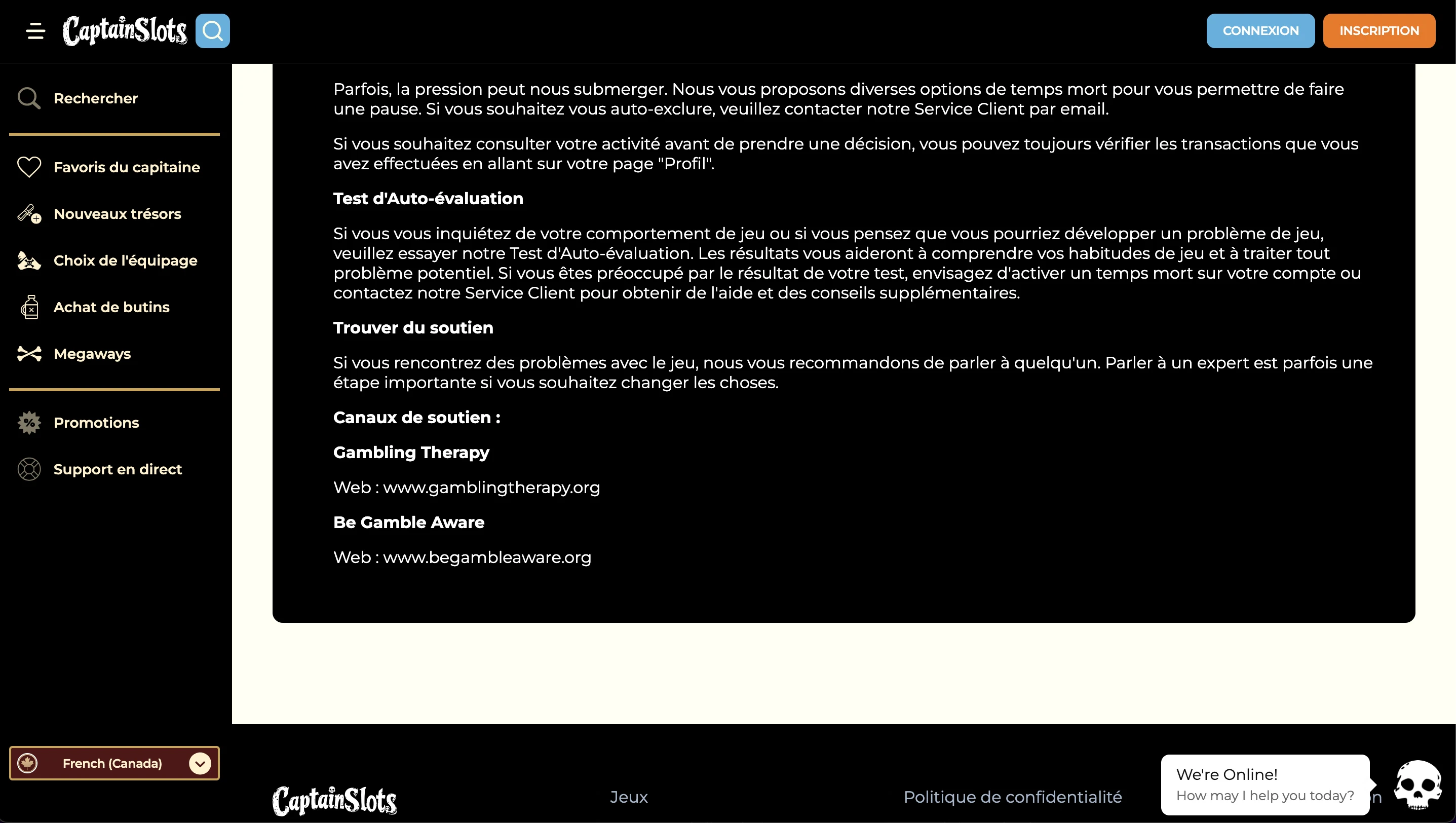 jeu responsable captain slots
