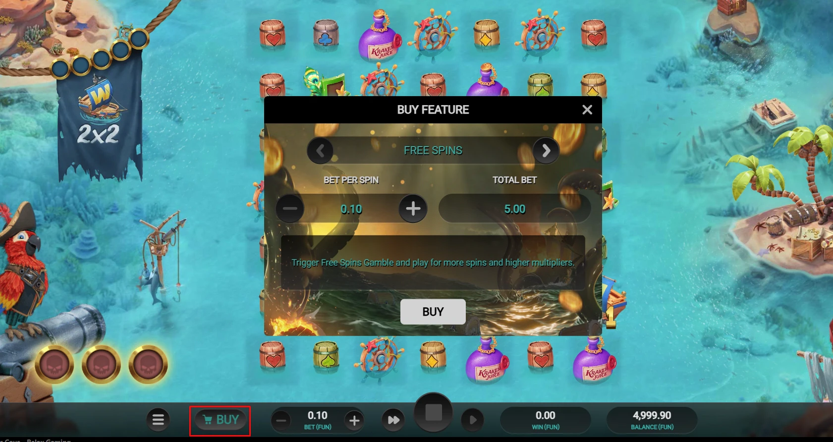 Kraken's Cove Buy Feature