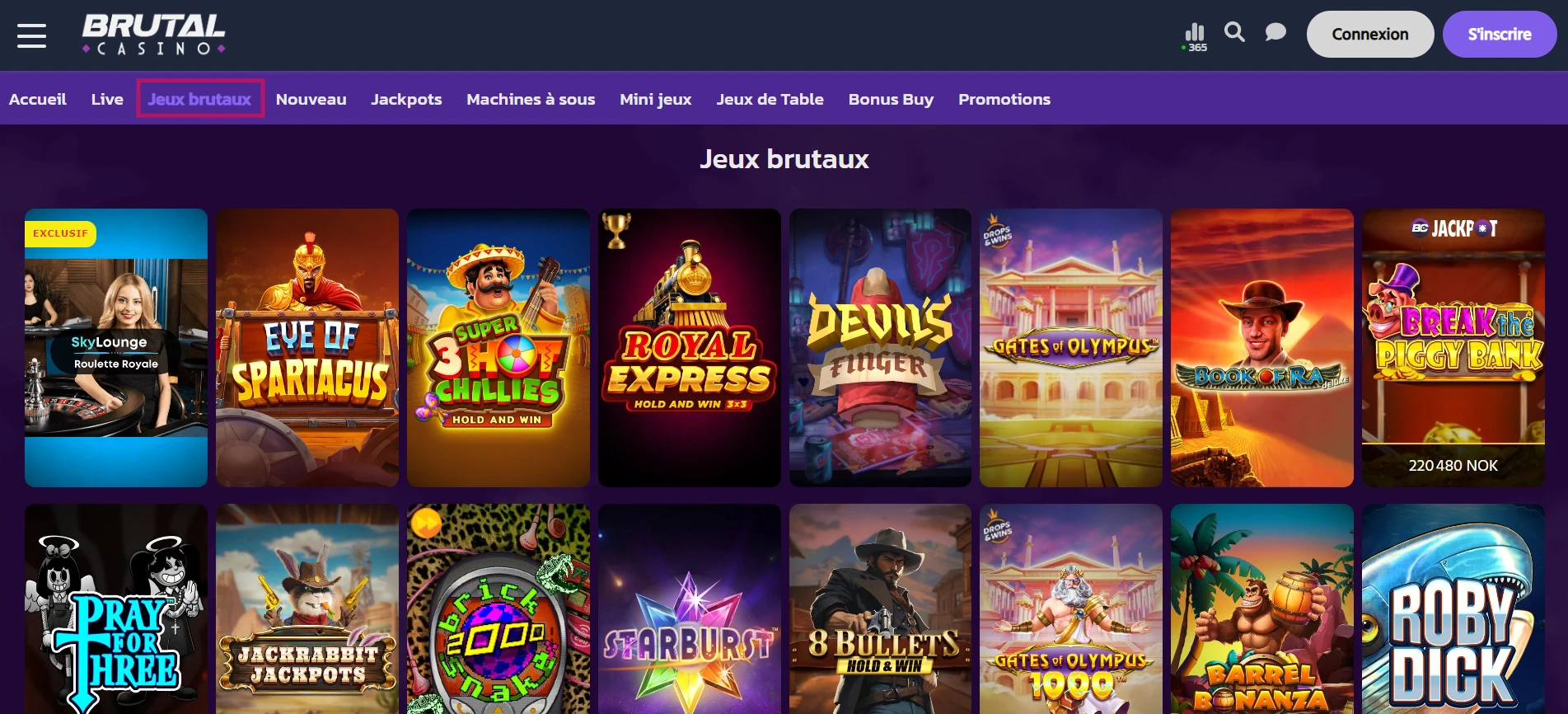 Les jeux brutaux de Brutal Casino