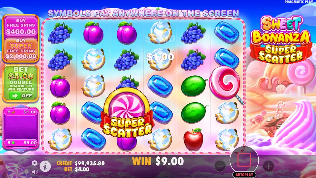 scatter et super scatter sur sweet bonanza super scatter