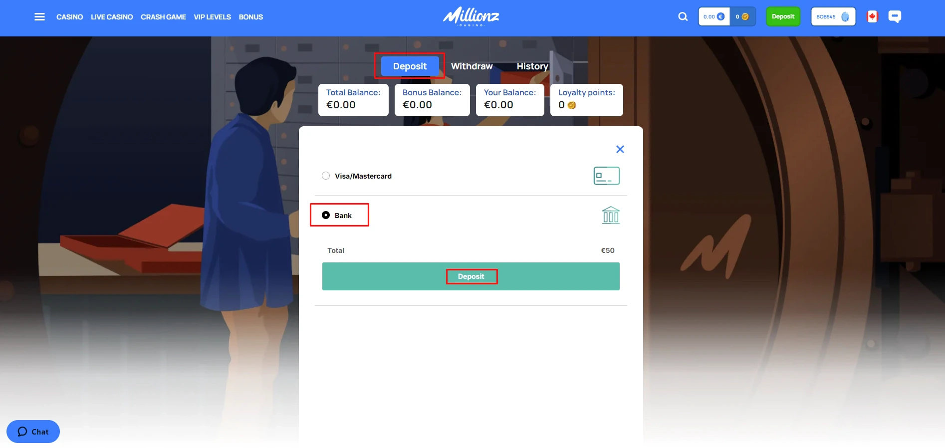 Millionz Casino Bank Transfer