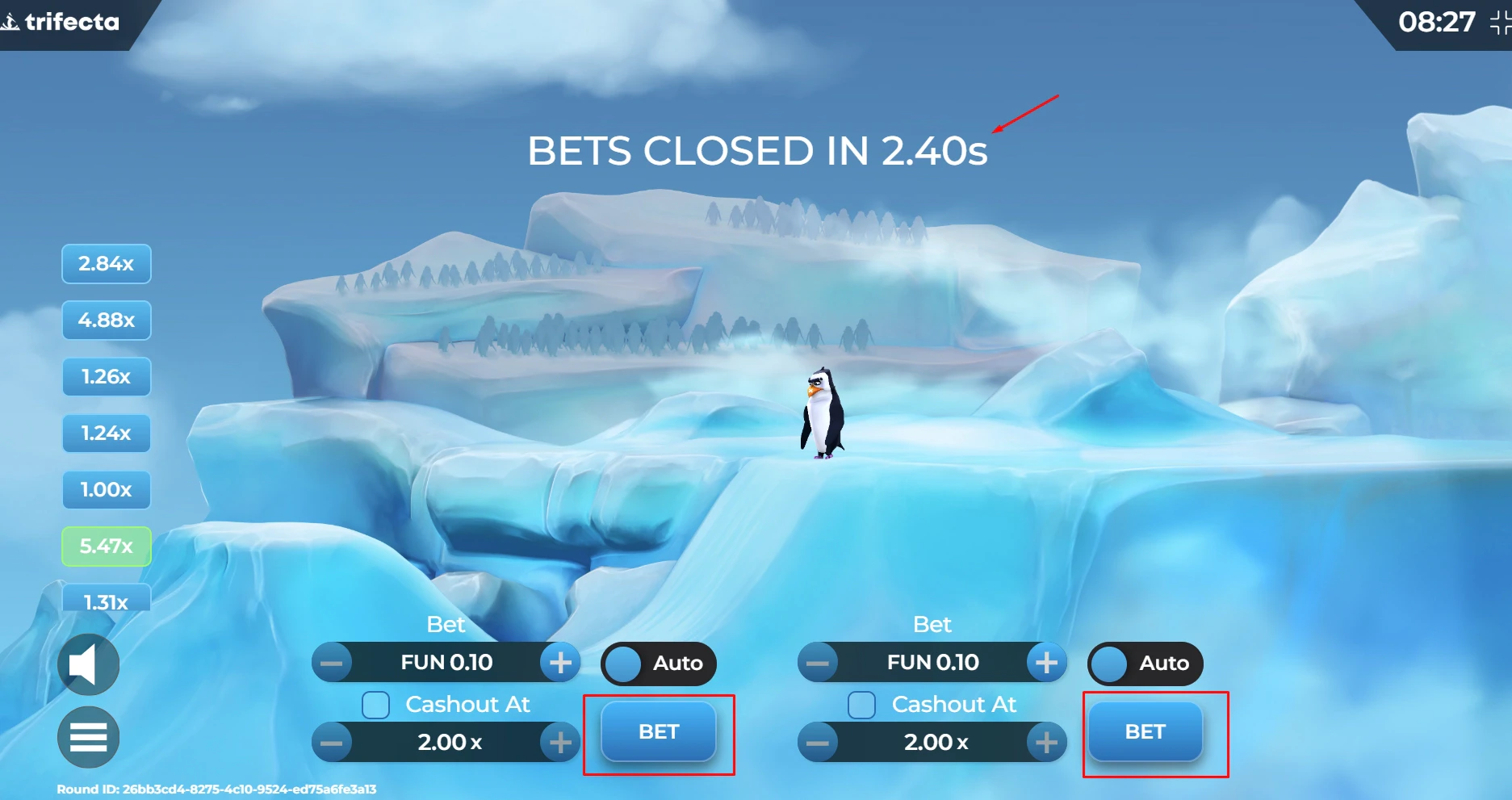 Pingoo Splash Betting Range