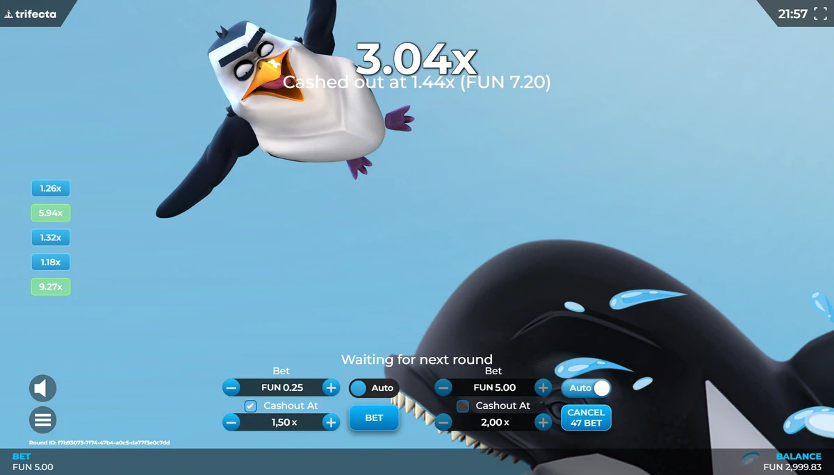 raté de la baleine sur pingoo splash