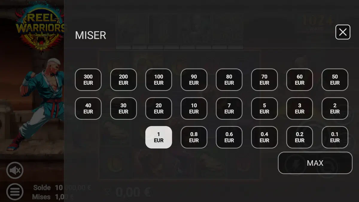 fourchette de mises sur reel warriors