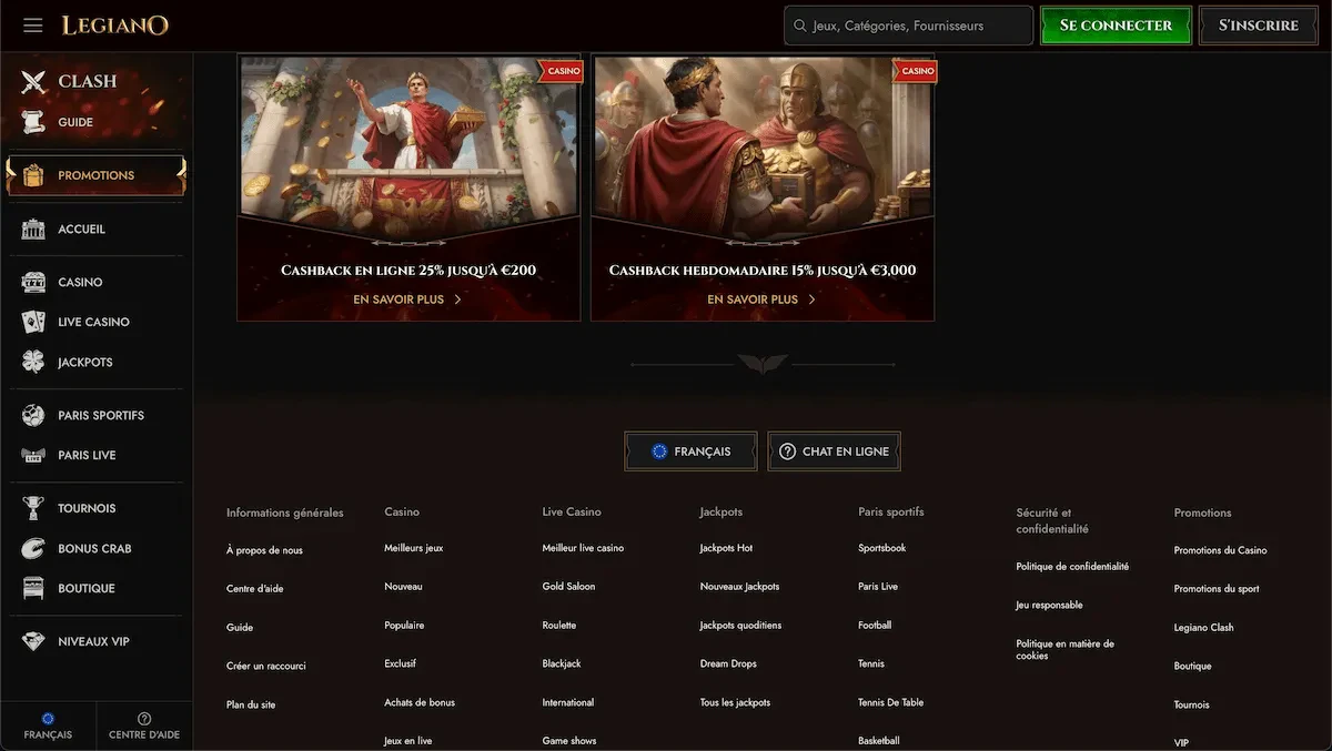 cashback casino legiano