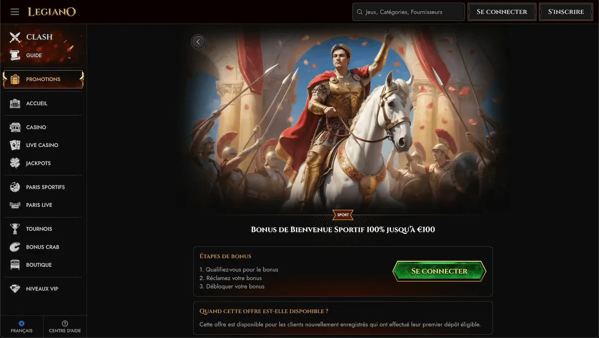 bonus paris sportifs legiano