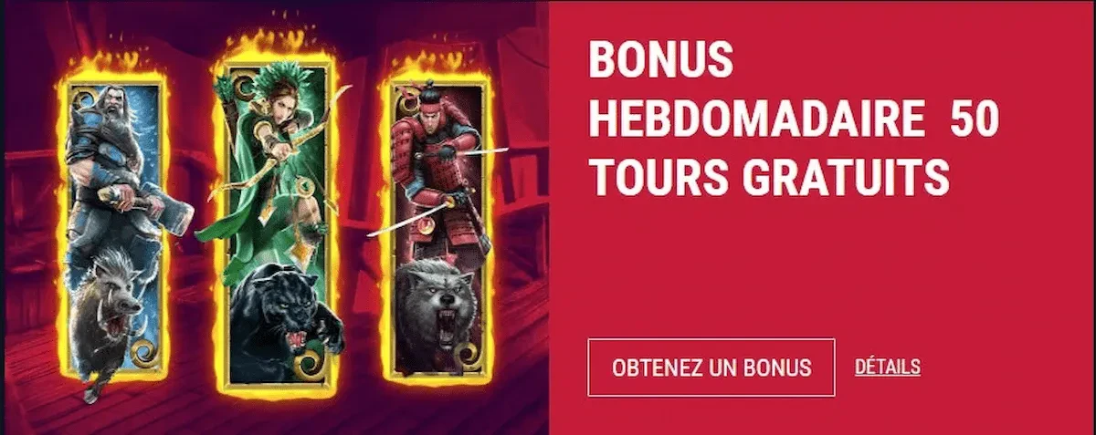 Bonus hebdomadaire 50 tours gratuits