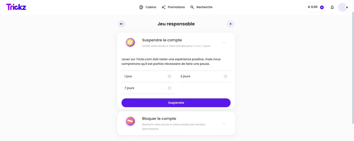 jeu responsable sur trickz