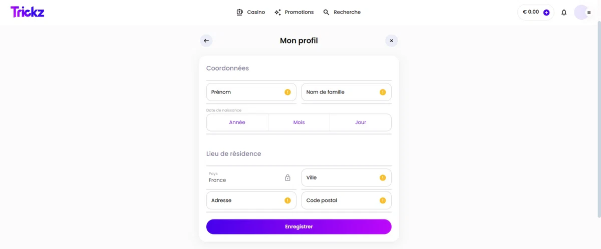 informations personnelles sur trickz