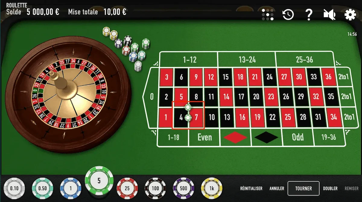 mises à cheval et carré roulette