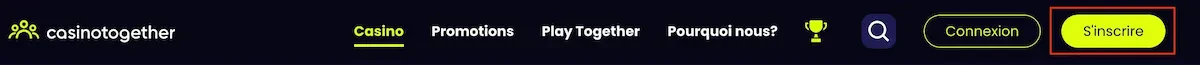 CasinoTogether s'inscrire