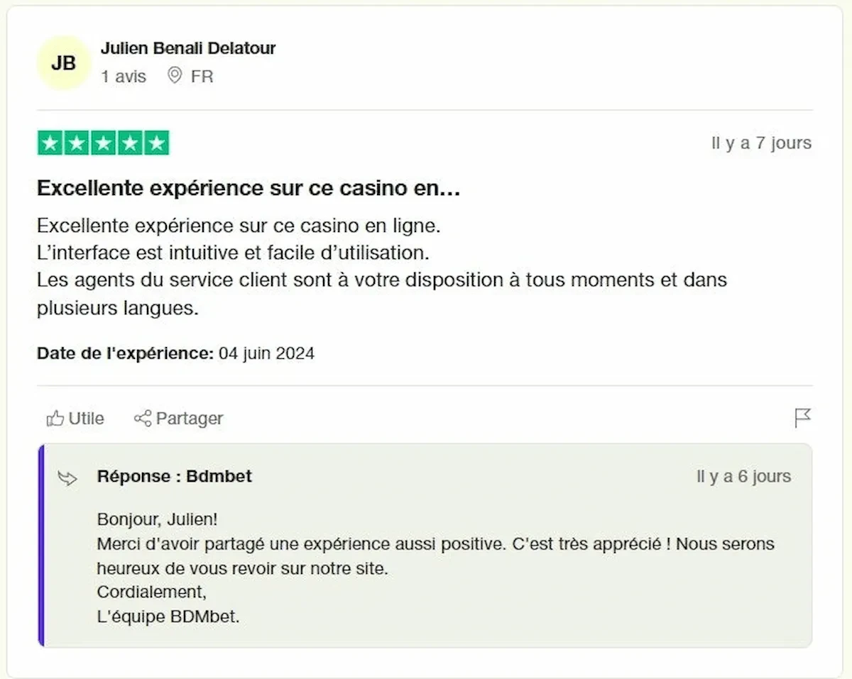 avis 1 trustpilot bdmbet
