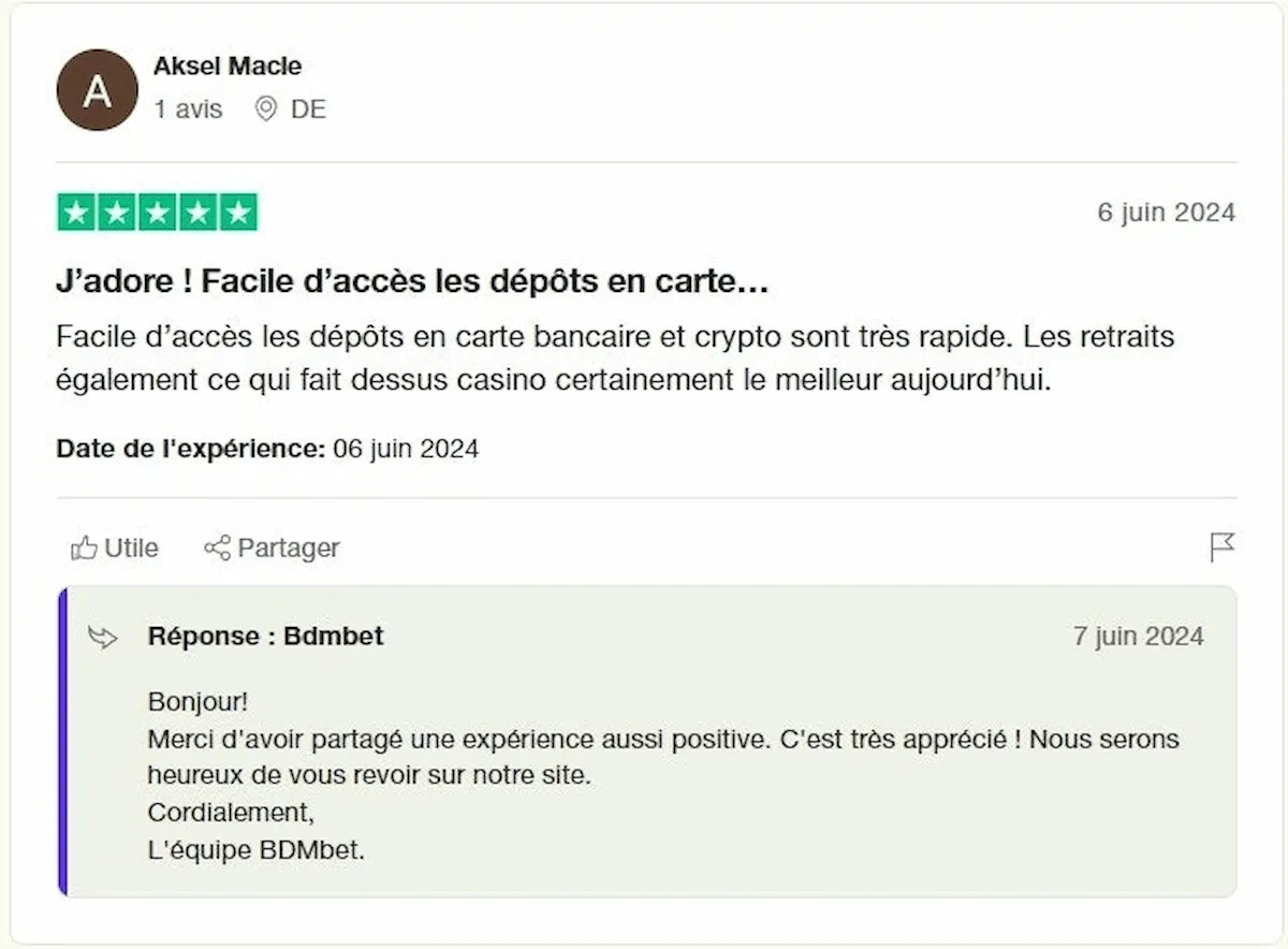 avis 2 trustpilot bdmbet