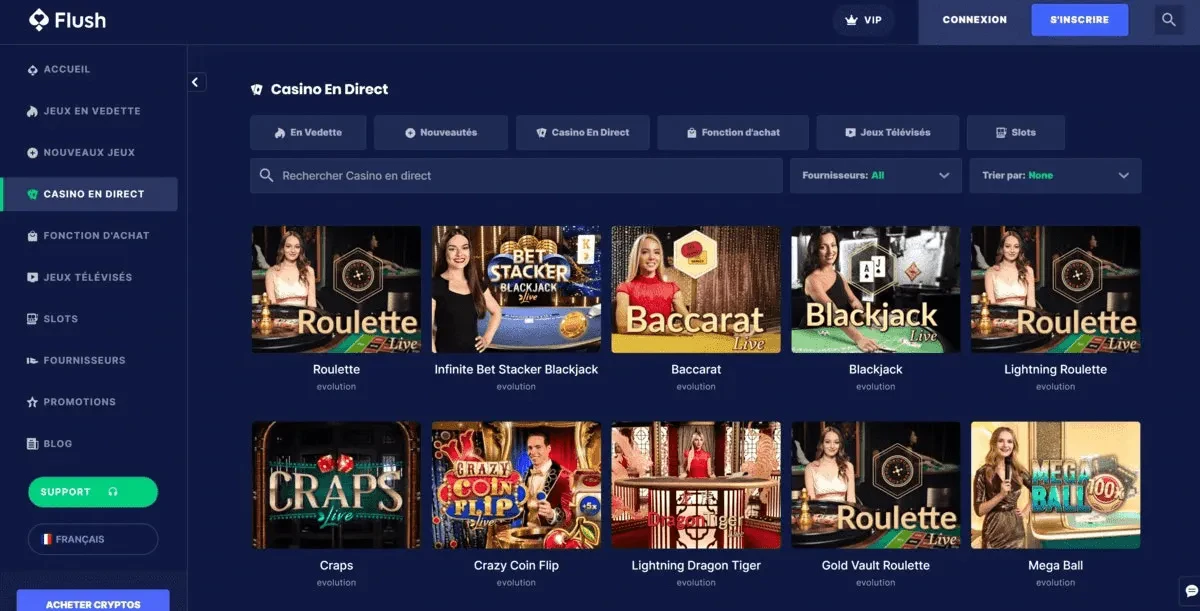 casino en direct flush