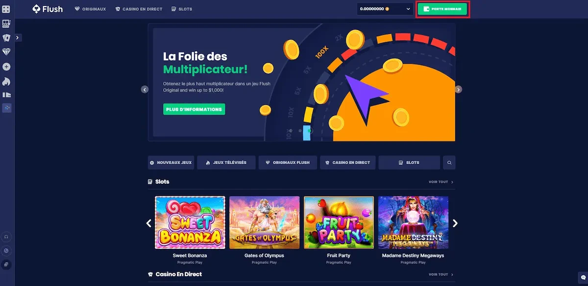 Première étape pour acheter des crypto monnaies sur la plateforme flush
