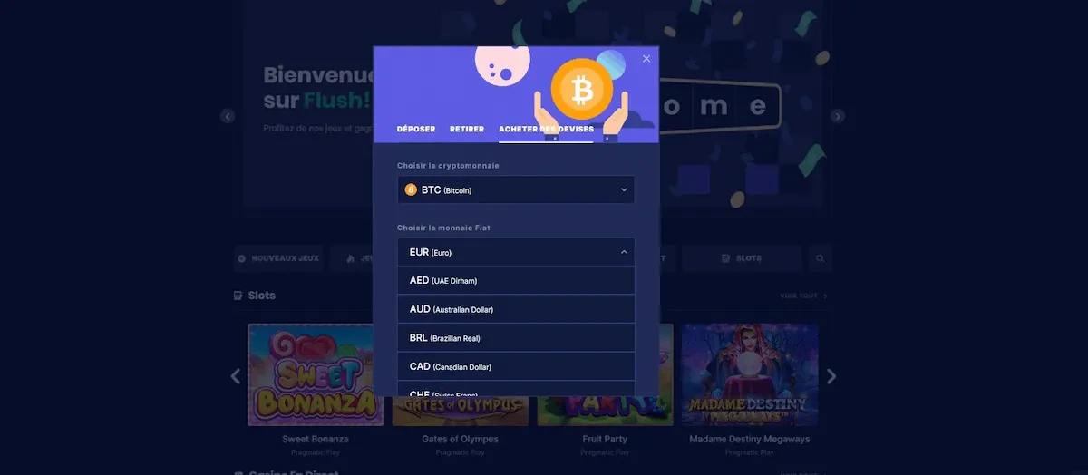 Dernière étape acheter crypto flush casino