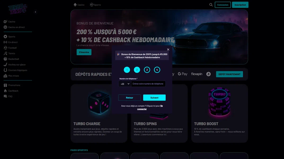 inscription sur turbo wins 3