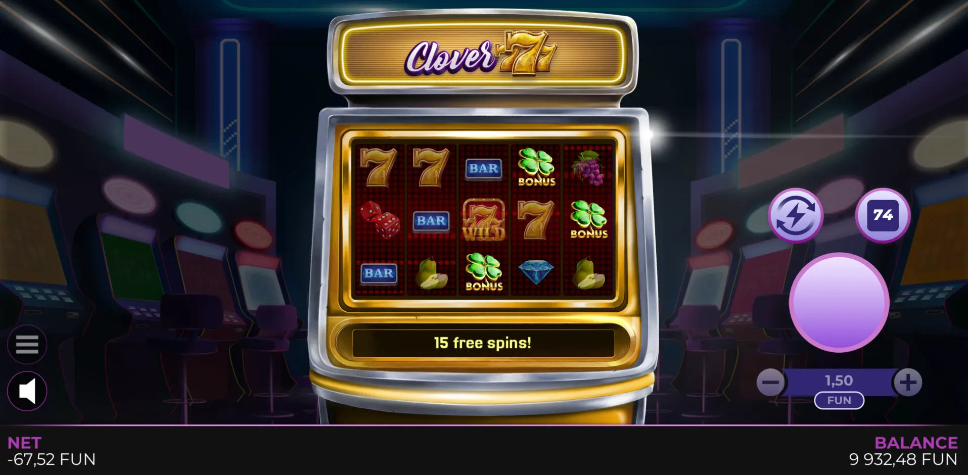 la partie bonus sur clover 777