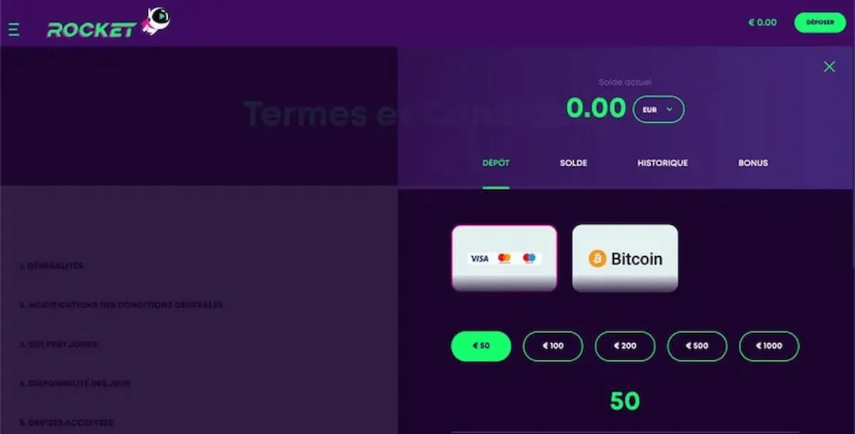 méthodes de paiement casino rocket