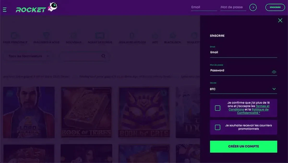 inscription casino rocket