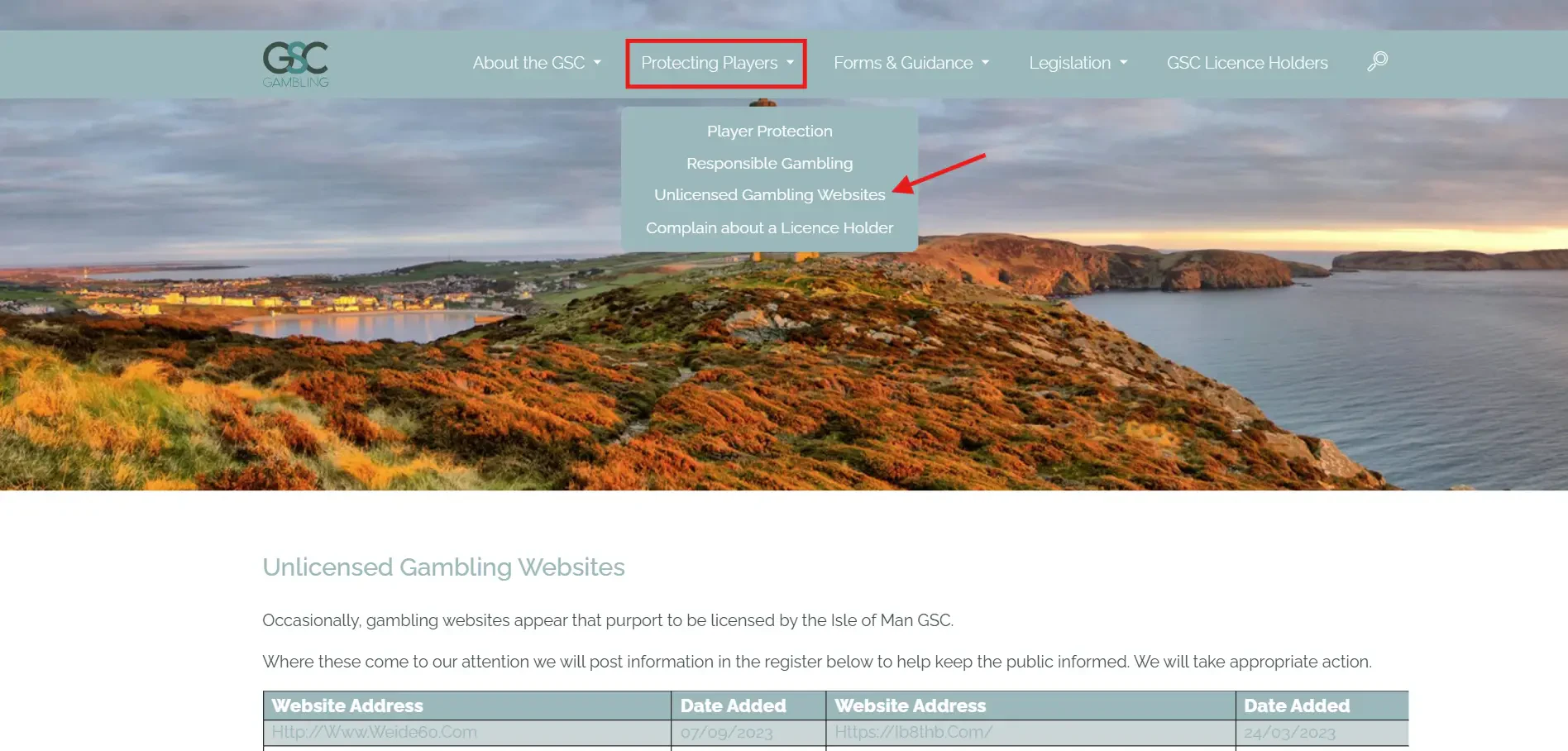 GSC Unlicensed Casino Registry