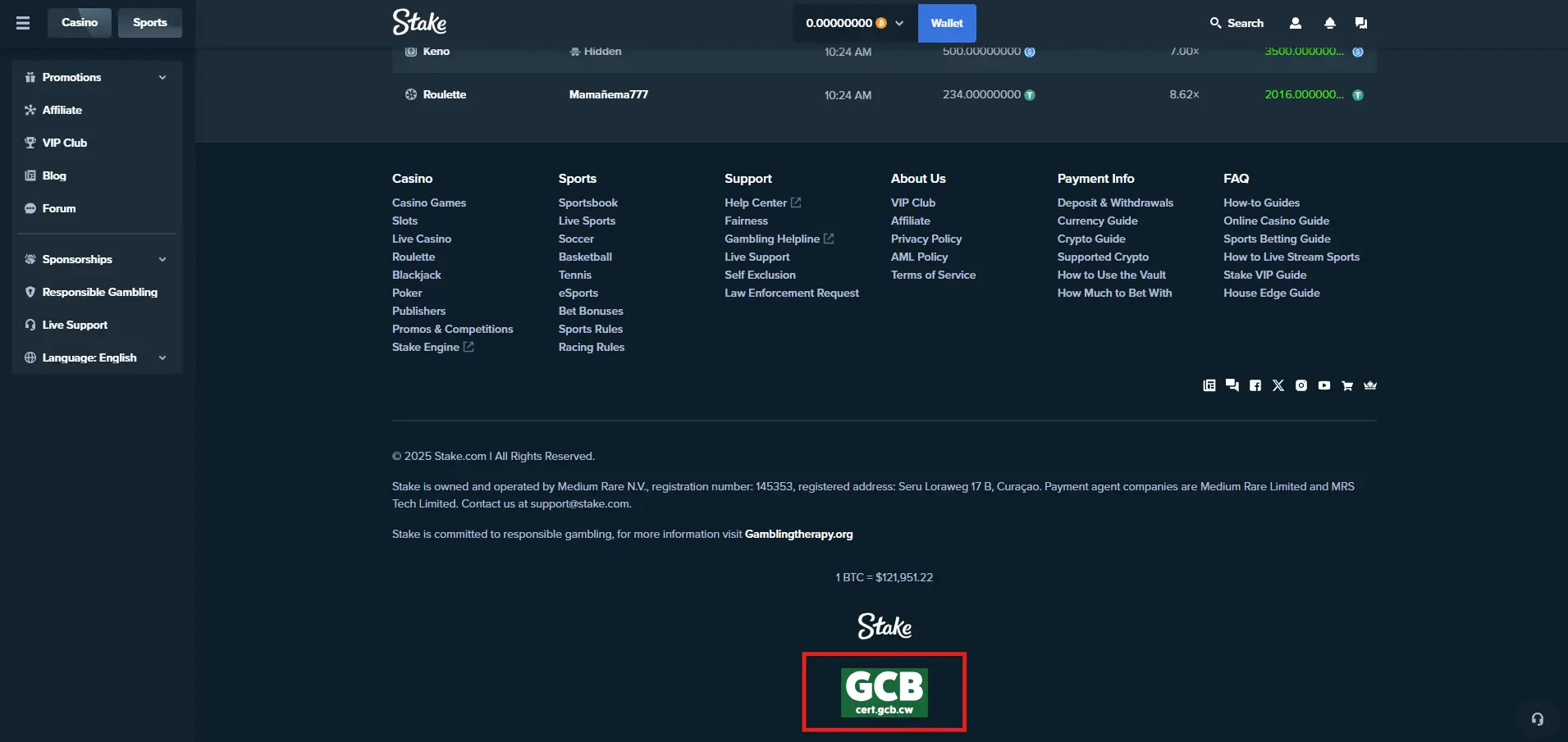 Stake - Curaçao Gaming License