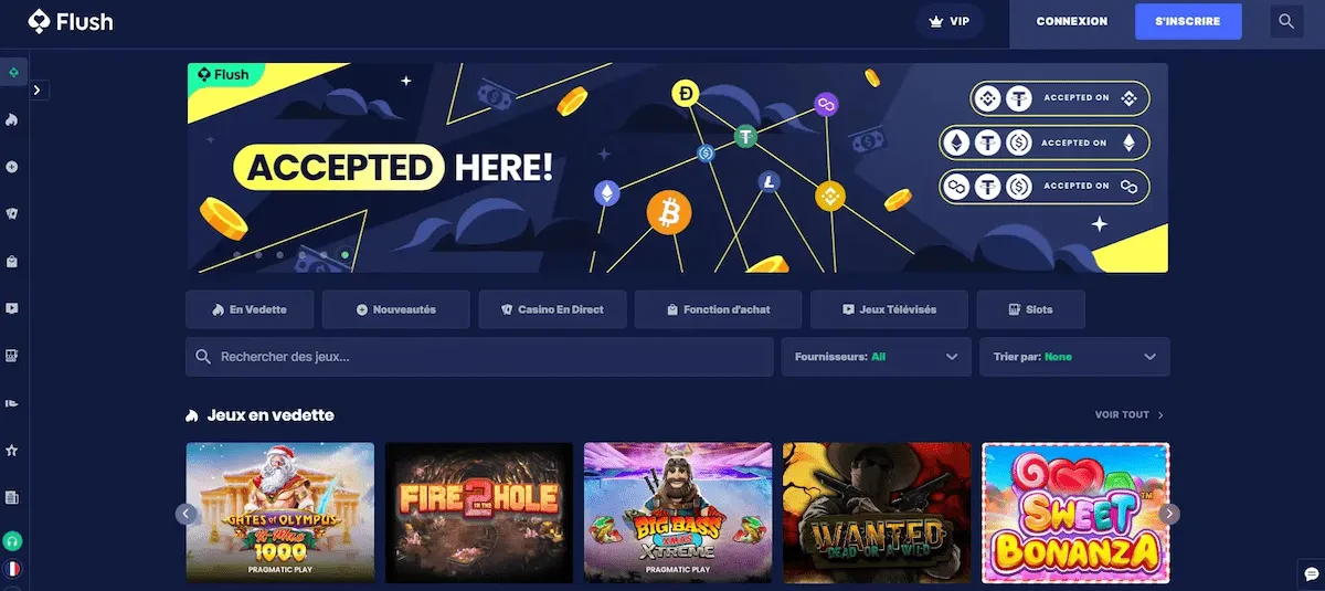flush casino 100% cryptos