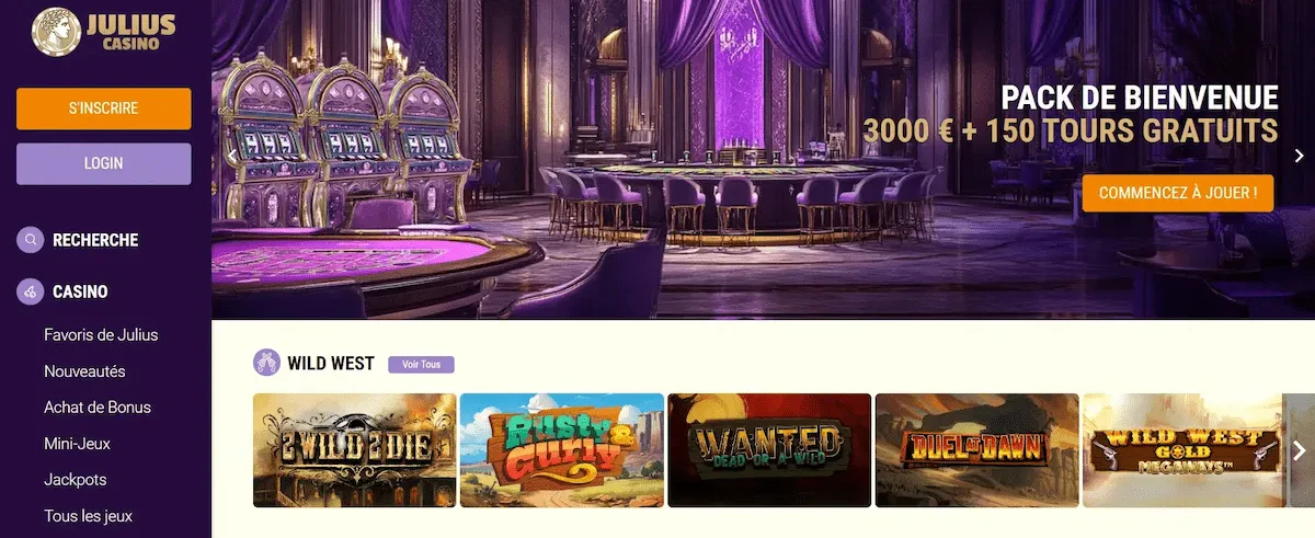 julius casino et son pack de bienvenue