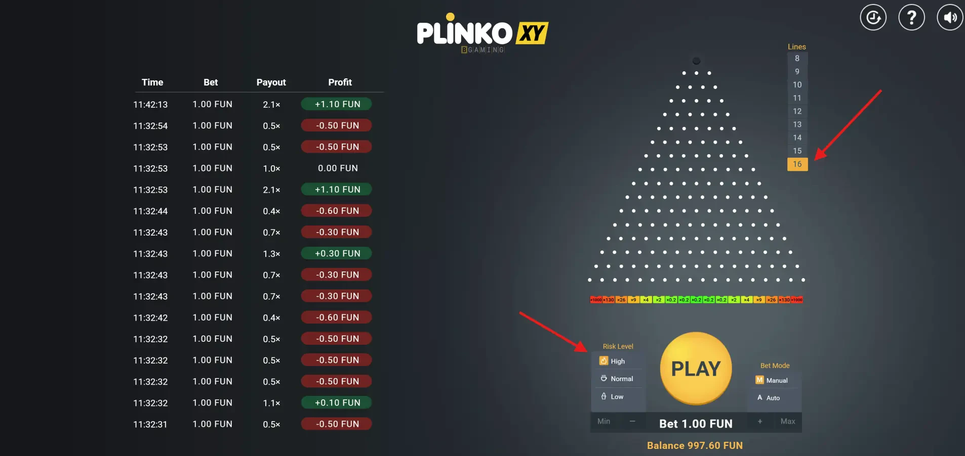Plinko XY - 1,000x Max Win