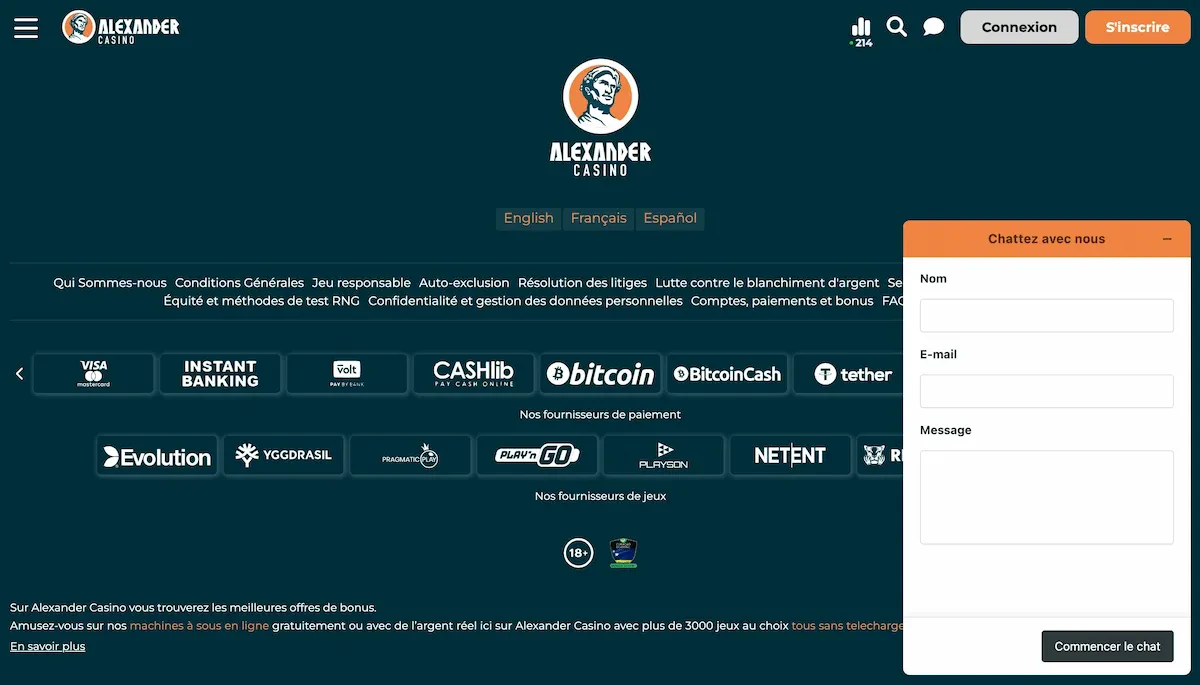 service client alexander casino