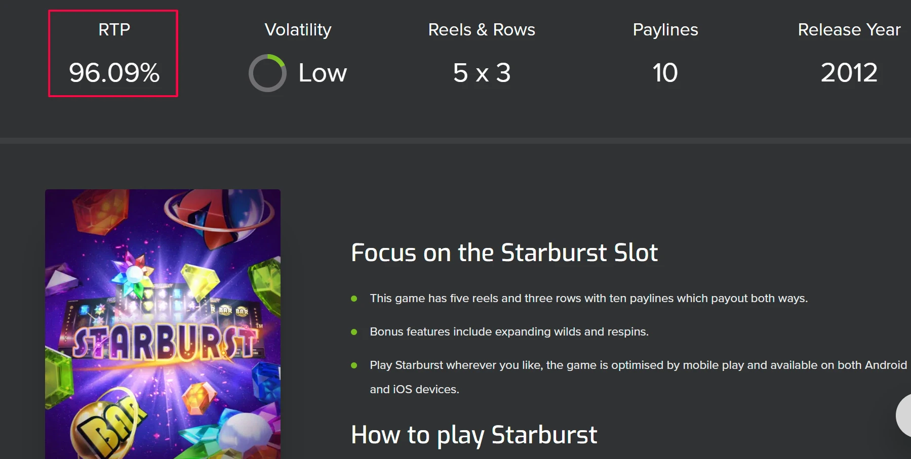 NetEnt Starburst Slot RTP