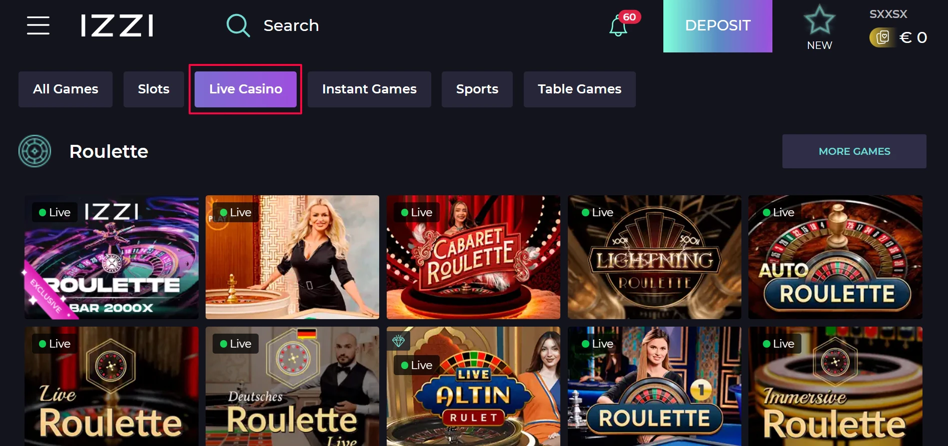 Izzi Live Casino