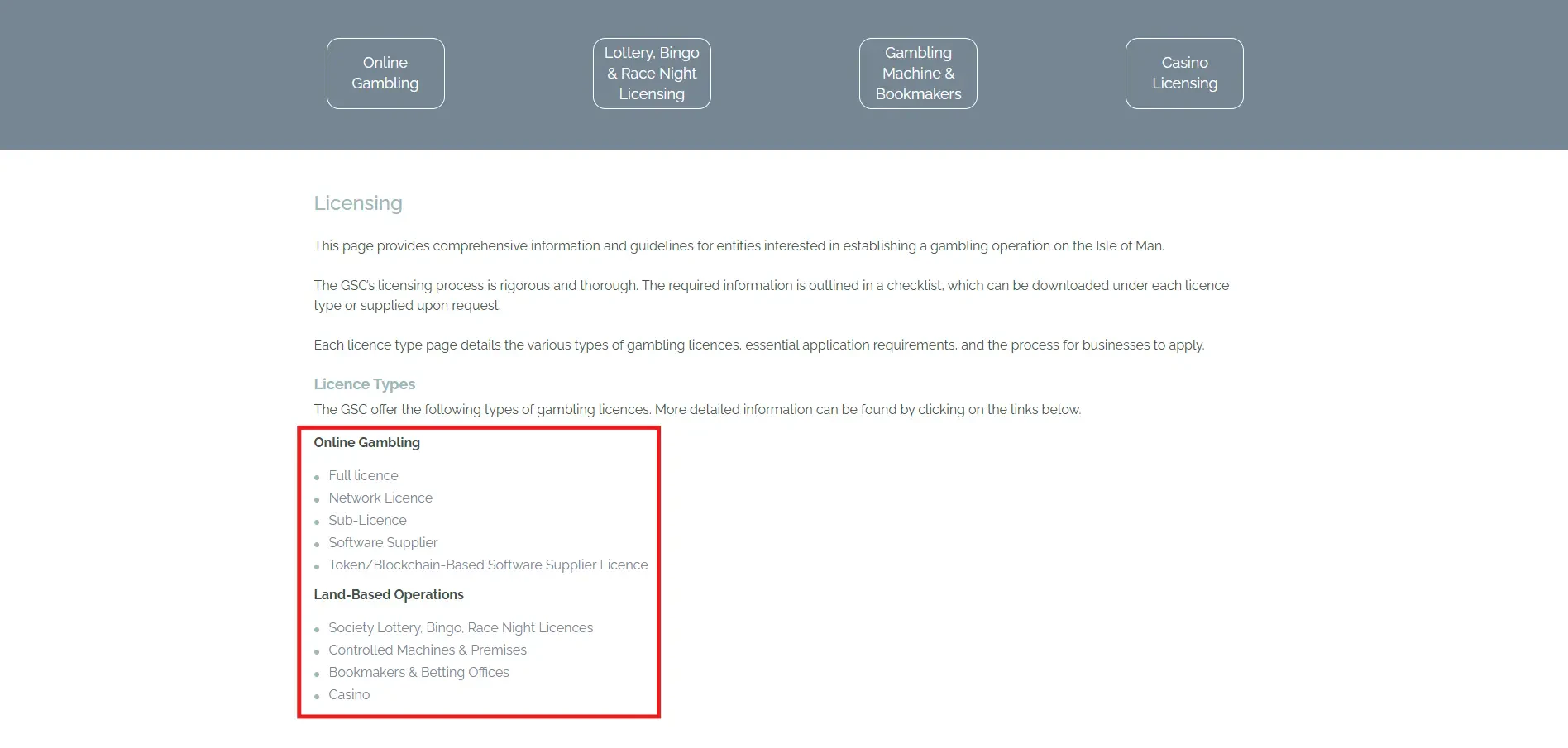 GSC - Gaming Licenses