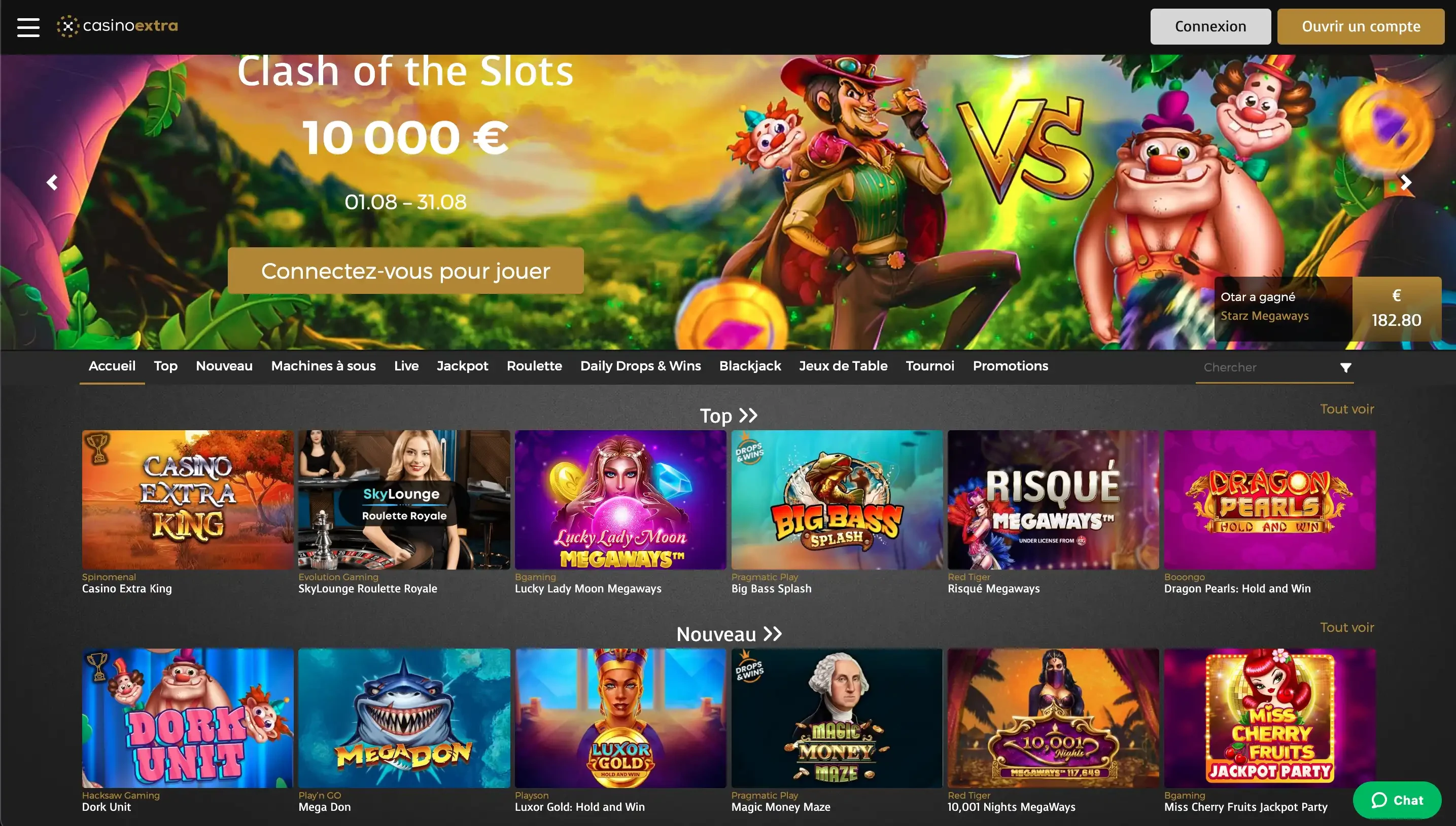 page d'accueil casino extra