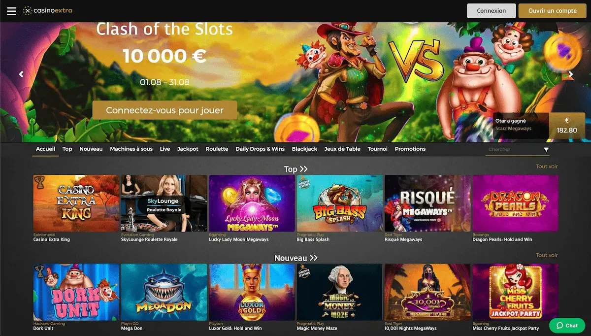 page d'accueil casino extra