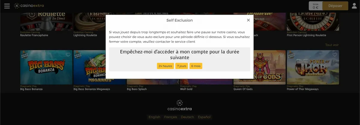 se désinscrire de casino extra