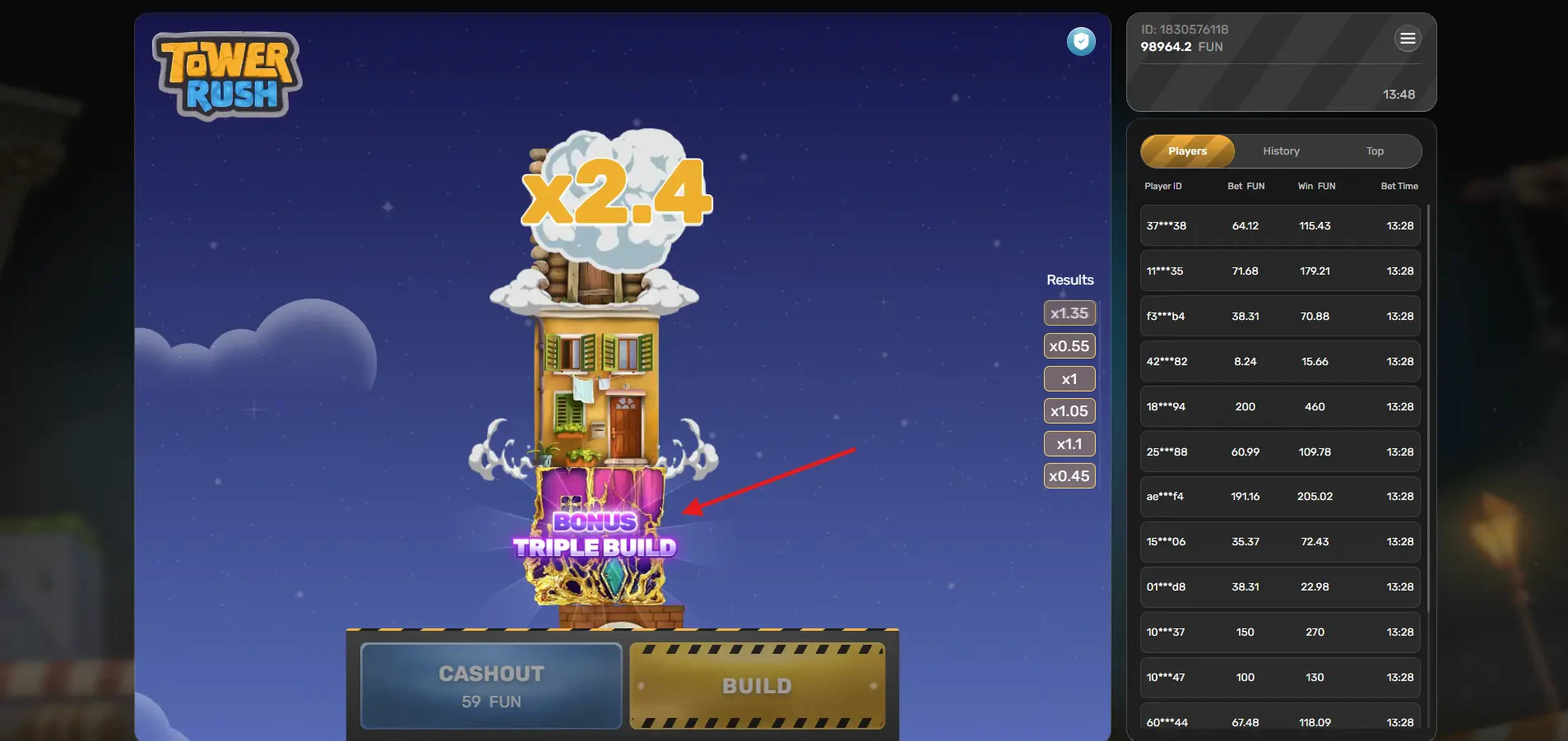 Tower Rush - Triple Build Bonus Floor