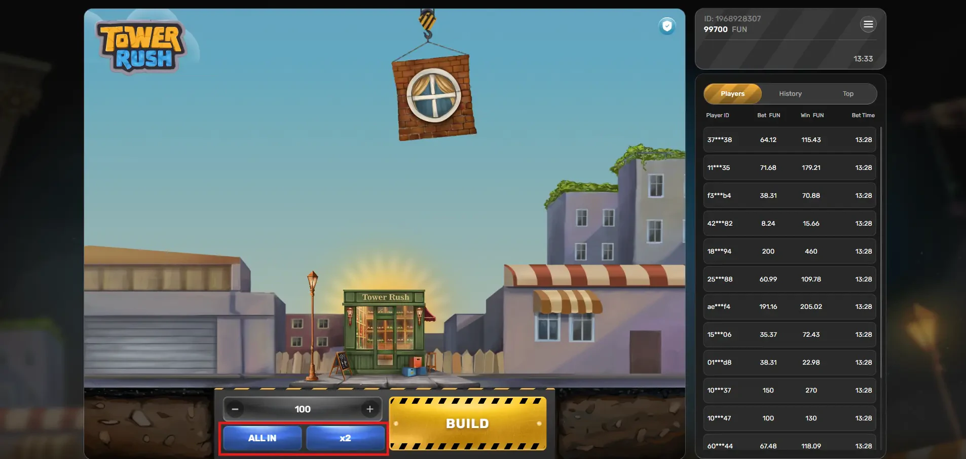 Tower Rush - Betting Options