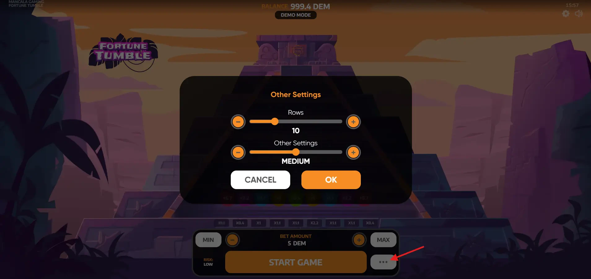 Fortune Tumble - Risk Settings