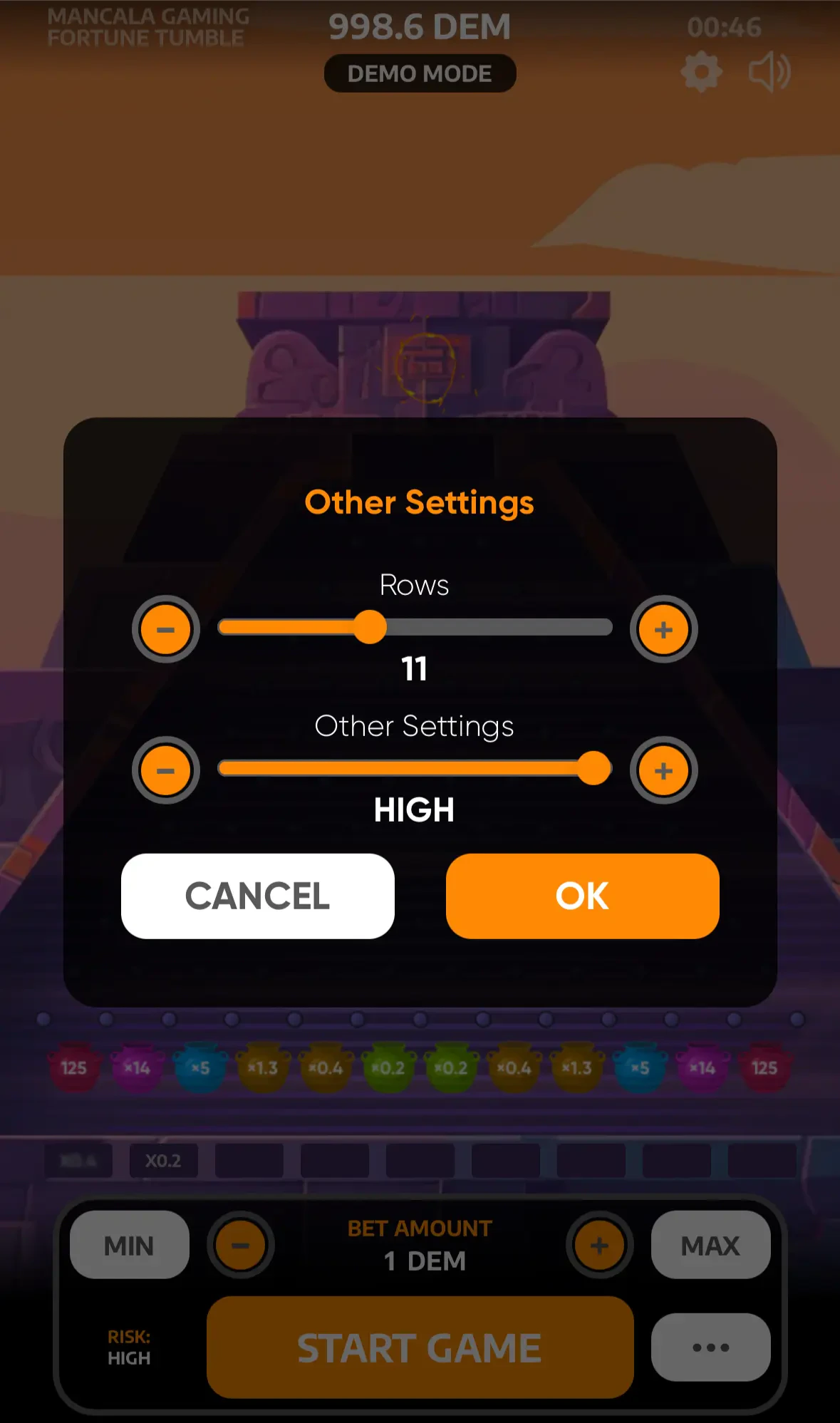 Fortune Tumble - Mobile Risk Settings