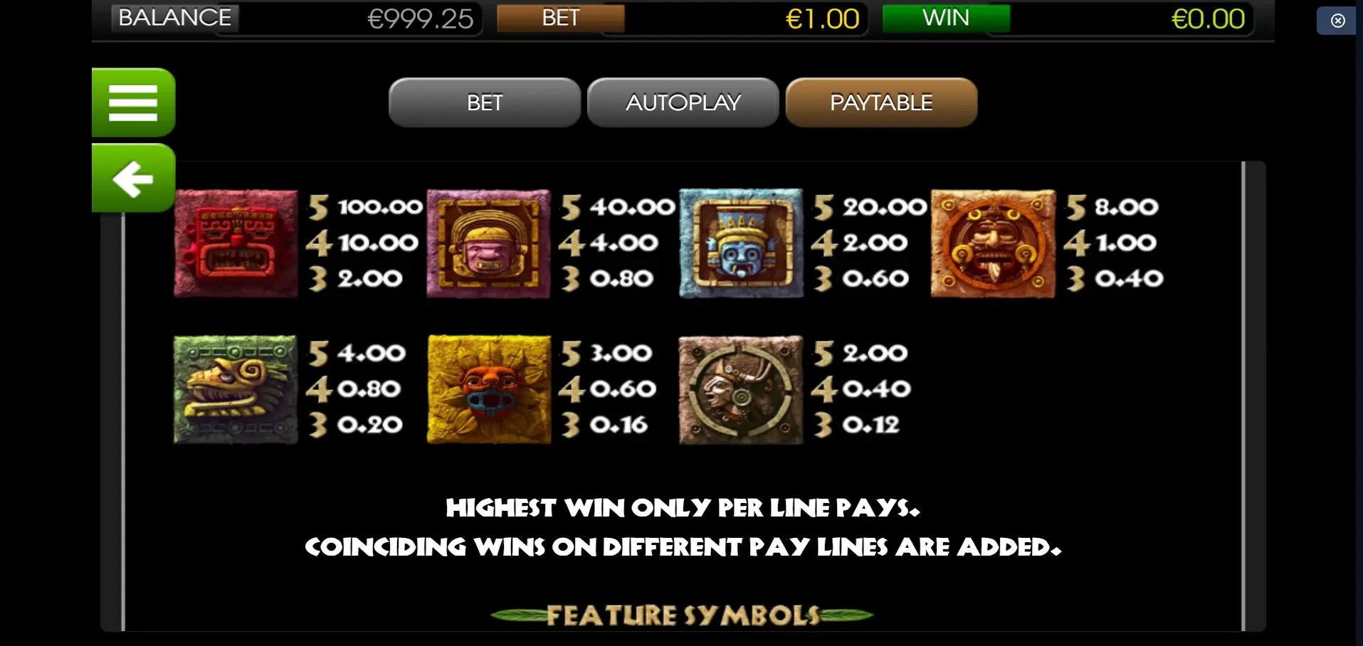 Rook's Revenge - Paytable