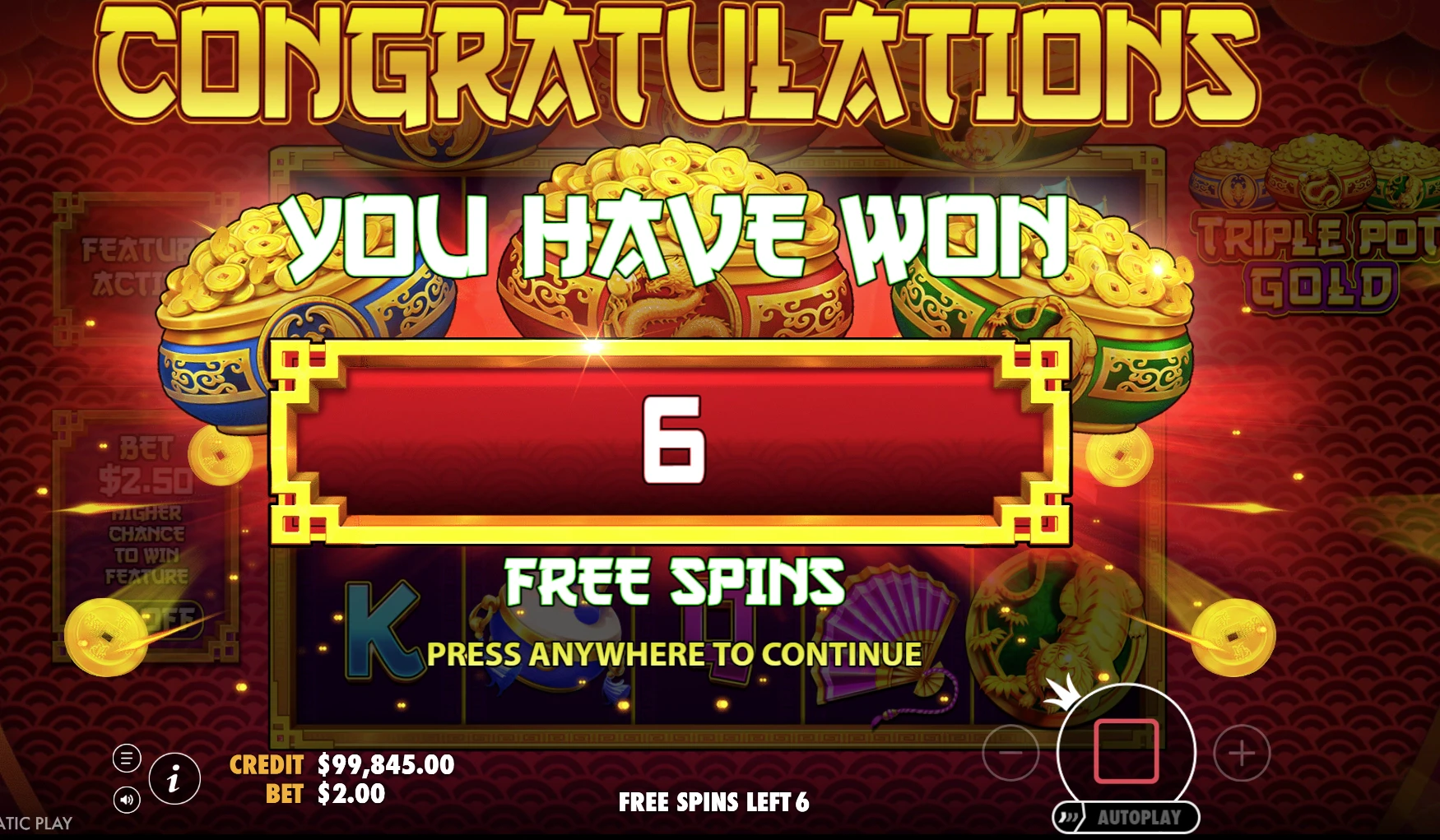 Triple Pot Gold Free Spins