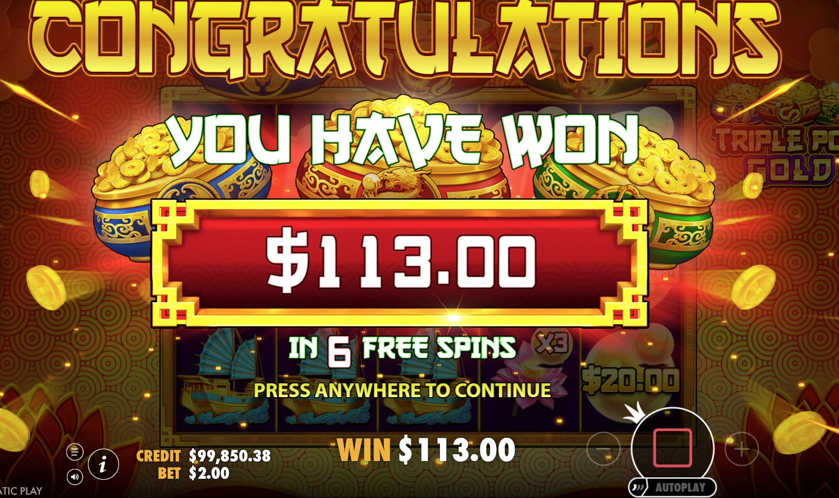Triple Pot Gold Mega Win