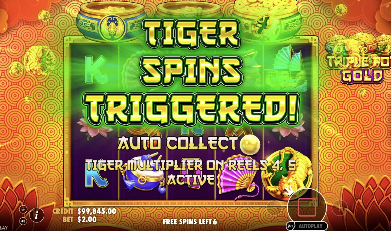 Triple Pot Gold Tiger Spins