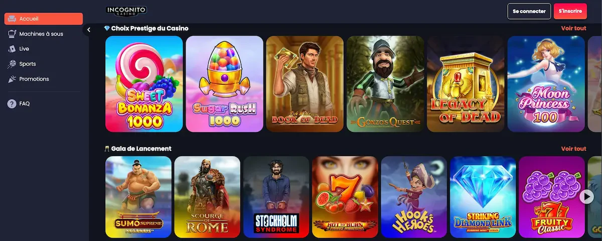 slots incognito casino