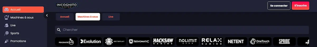 providers incognito casino