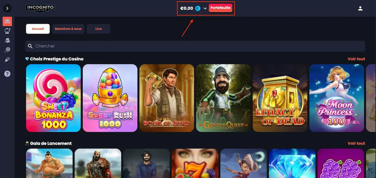 dépôt incognito casino